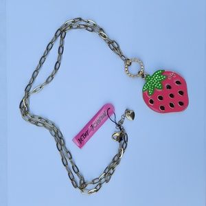 NWT Retired Betsey Johnson Long Strawberry Necklace
